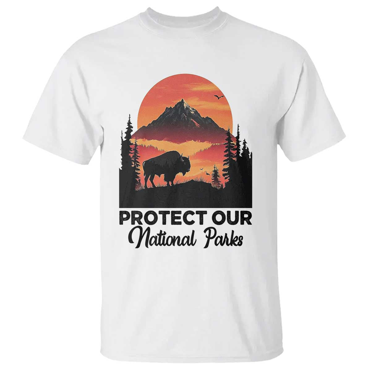 Protect Our National Parks T Shirt Bison Buffalo Vintage Graphic TS02 White Print Your Wear