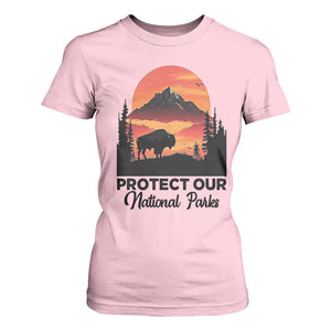 Protect Our National Parks T Shirt For Women Bison Buffalo Vintage Graphic TS02 Light Pink Print Your Wear