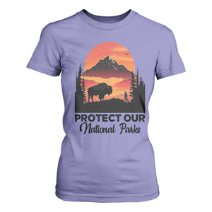 Protect Our National Parks T Shirt For Women Bison Buffalo Vintage Graphic TS02 Violet Print Your Wear