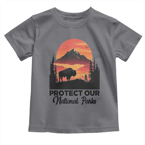 Protect Our National Parks Toddler T Shirt Bison Buffalo Vintage Graphic TS02 Charcoal Print Your Wear