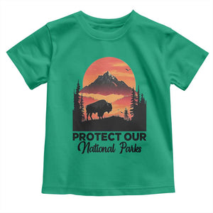 Protect Our National Parks Toddler T Shirt Bison Buffalo Vintage Graphic TS02 Irish Green Print Your Wear