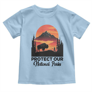 Protect Our National Parks Toddler T Shirt Bison Buffalo Vintage Graphic TS02 Light Blue Print Your Wear