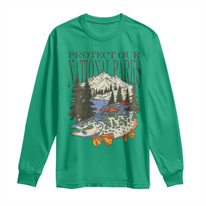 Protect Our National Parks Long Sleeve Shirt Wildlife Fishing Outdoor Adventure Retro TS02 Irish Green Print Your Wear