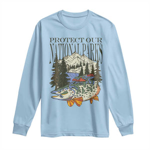 Protect Our National Parks Long Sleeve Shirt Wildlife Fishing Outdoor Adventure Retro TS02 Light Blue Print Your Wear