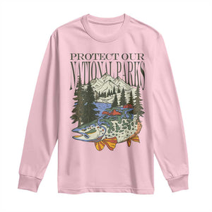 Protect Our National Parks Long Sleeve Shirt Wildlife Fishing Outdoor Adventure Retro TS02 Light Pink Print Your Wear