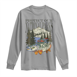 Protect Our National Parks Long Sleeve Shirt Wildlife Fishing Outdoor Adventure Retro TS02 Sport Gray Print Your Wear