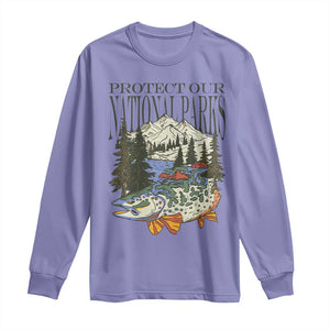 Protect Our National Parks Long Sleeve Shirt Wildlife Fishing Outdoor Adventure Retro TS02 Violet Print Your Wear