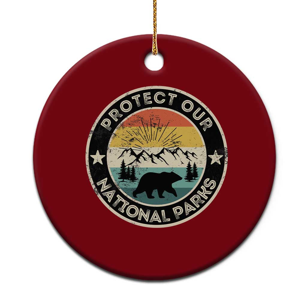 Protect Our National Parks Ceramic Ornament Bear Wildlife Retro Mountain Graphic TS02 1pc Red Print Your Wear
