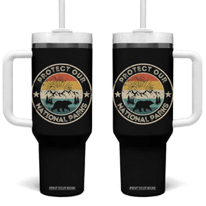 Protect Our National Parks Tumbler With Handle Bear Wildlife Retro Mountain Graphic TS02 One Size: 40 oz Black Print Your Wear