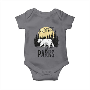 Protect Our Parks Baby Onesie Retro Bear Forest Nature Graphic TS02 Charcoal Print Your Wear