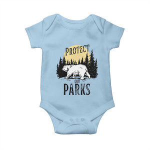 Protect Our Parks Baby Onesie Retro Bear Forest Nature Graphic TS02 Light Blue Print Your Wear