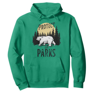 Protect Our Parks Hoodie Retro Bear Forest Nature Graphic TS02 Irish Green Print Your Wear