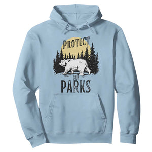 Protect Our Parks Hoodie Retro Bear Forest Nature Graphic TS02 Light Blue Print Your Wear