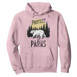 Protect Our Parks Hoodie Retro Bear Forest Nature Graphic TS02 Light Pink Print Your Wear