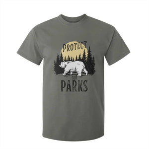 Protect Our Parks T Shirt For Kid Retro Bear Forest Nature Graphic TS02 Military Green Print Your Wear