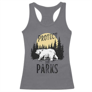 Protect Our Parks Racerback Tank Top Retro Bear Forest Nature Graphic TS02 Charcoal Print Your Wear