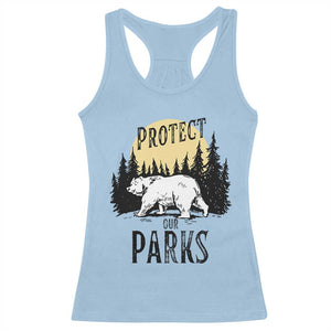 Protect Our Parks Racerback Tank Top Retro Bear Forest Nature Graphic TS02 Light Blue Print Your Wear