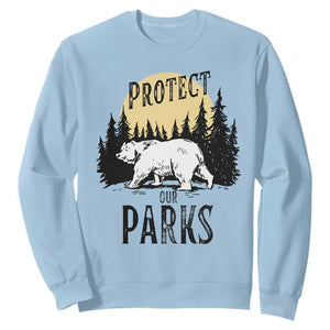 Protect Our Parks Sweatshirt Retro Bear Forest Nature Graphic TS02 Light Blue Print Your Wear