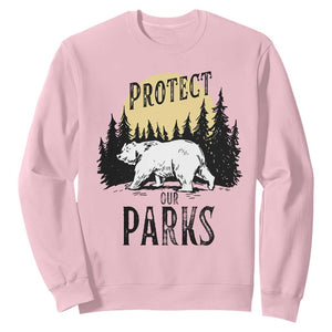 Protect Our Parks Sweatshirt Retro Bear Forest Nature Graphic TS02 Light Pink Print Your Wear