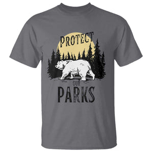 Protect Our Parks T Shirt Retro Bear Forest Nature Graphic TS02 Charcoal Print Your Wear