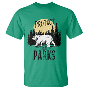 Protect Our Parks T Shirt Retro Bear Forest Nature Graphic TS02 Irish Green Print Your Wear