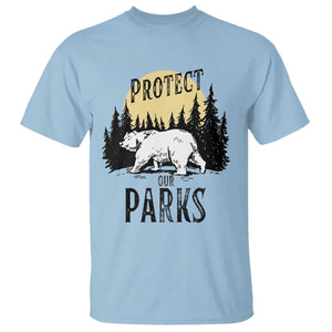 Protect Our Parks T Shirt Retro Bear Forest Nature Graphic TS02 Light Blue Print Your Wear