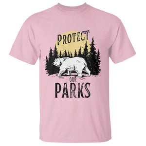 Protect Our Parks T Shirt Retro Bear Forest Nature Graphic TS02 Light Pink Print Your Wear