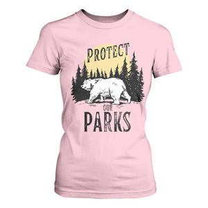 Protect Our Parks T Shirt For Women Retro Bear Forest Nature Graphic TS02 Light Pink Print Your Wear