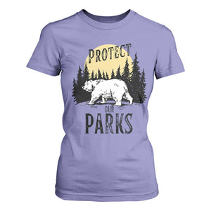 Protect Our Parks T Shirt For Women Retro Bear Forest Nature Graphic TS02 Violet Print Your Wear