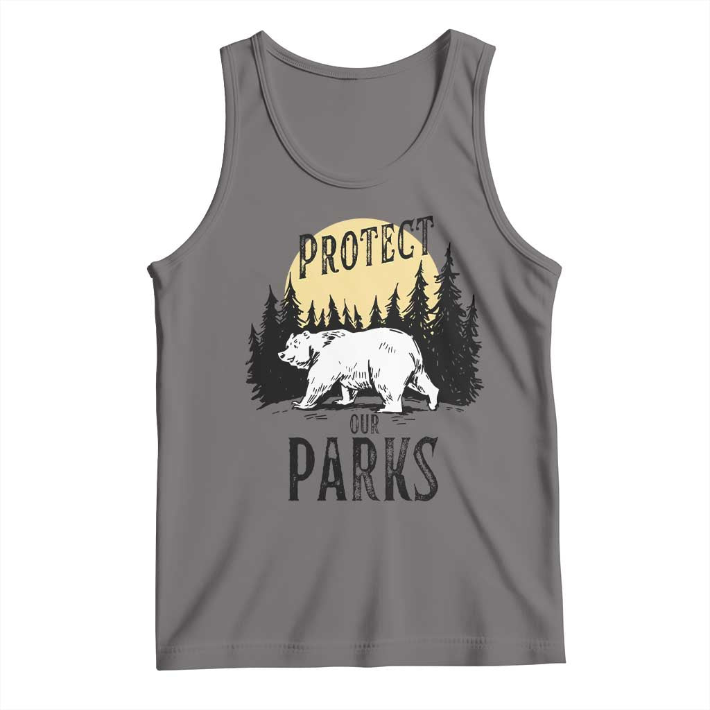 Protect Our Parks Tank Top Retro Bear Forest Nature Graphic TS02 Deep Heather Print Your Wear