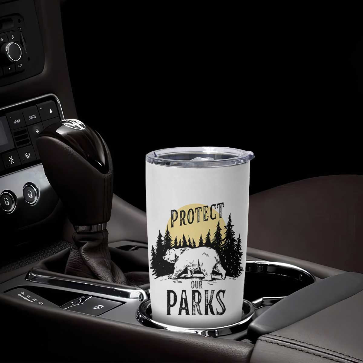 Protect Our Parks Tumbler Cup Retro Bear Forest Nature Graphic TS02 Print Your Wear