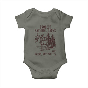 Protect National Parks Baby Onesie Support Parks Not Profits Deer TS02 Military Green Print Your Wear