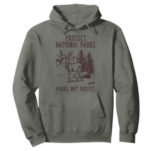 Protect National Parks Hoodie Support Parks Not Profits Deer TS02 Military Green Print Your Wear