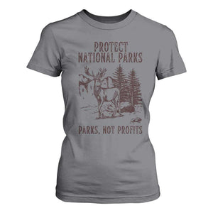 Protect National Parks T Shirt For Women Support Parks Not Profits Deer TS02 Charcoal Print Your Wear