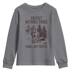 Protect National Parks Youth Sweatshirt Support Parks Not Profits Deer TS02 Charcoal Print Your Wear