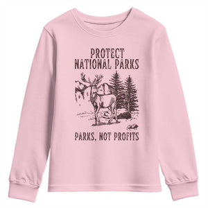 Protect National Parks Youth Sweatshirt Support Parks Not Profits Deer TS02 Light Pink Print Your Wear