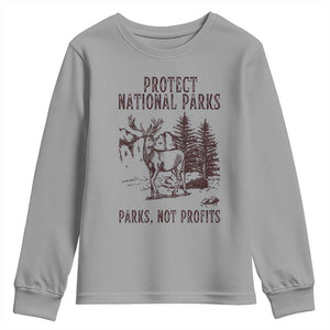 Protect National Parks Youth Sweatshirt Support Parks Not Profits Deer TS02 Sport Gray Print Your Wear