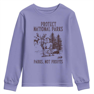 Protect National Parks Youth Sweatshirt Support Parks Not Profits Deer TS02 Violet Print Your Wear