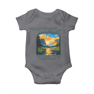 Yellowstone National Park Baby Onesie Worlds First NP Retro Vintage Graphic TS02 Charcoal Print Your Wear