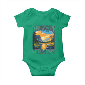 Yellowstone National Park Baby Onesie Worlds First NP Retro Vintage Graphic TS02 Irish Green Print Your Wear