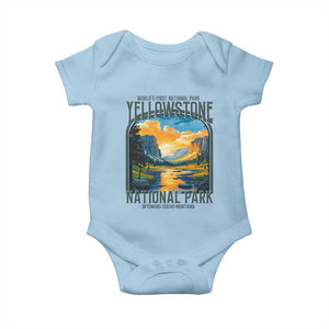 Yellowstone National Park Baby Onesie Worlds First NP Retro Vintage Graphic TS02 Light Blue Print Your Wear