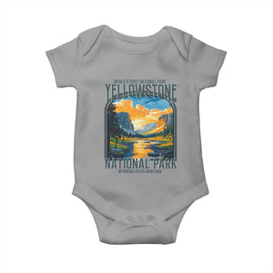 Yellowstone National Park Baby Onesie Worlds First NP Retro Vintage Graphic TS02 Sport Gray Print Your Wear