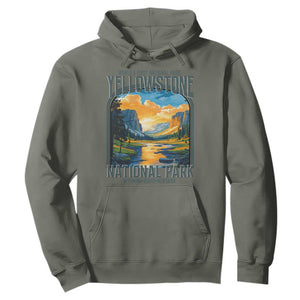 Yellowstone National Park Hoodie Worlds First NP Retro Vintage Graphic TS02 Military Green Print Your Wear