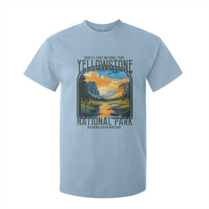 Yellowstone National Park T Shirt For Kid Worlds First NP Retro Vintage Graphic TS02 Light Blue Print Your Wear