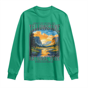 Yellowstone National Park Long Sleeve Shirt Worlds First NP Retro Vintage Graphic TS02 Irish Green Print Your Wear