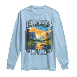 Yellowstone National Park Long Sleeve Shirt Worlds First NP Retro Vintage Graphic TS02 Light Blue Print Your Wear