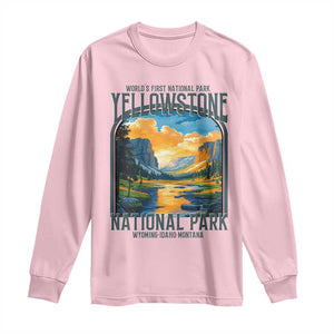 Yellowstone National Park Long Sleeve Shirt Worlds First NP Retro Vintage Graphic TS02 Light Pink Print Your Wear