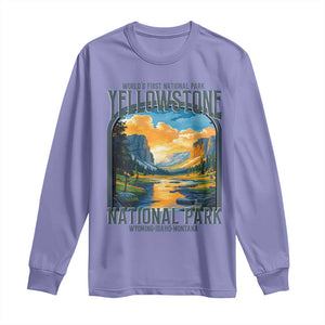 Yellowstone National Park Long Sleeve Shirt Worlds First NP Retro Vintage Graphic TS02 Violet Print Your Wear