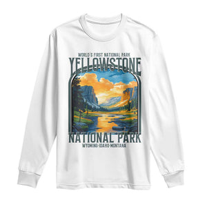 Yellowstone National Park Long Sleeve Shirt Worlds First NP Retro Vintage Graphic TS02 White Print Your Wear