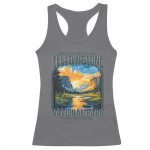 Yellowstone National Park Racerback Tank Top Worlds First NP Retro Vintage Graphic TS02 Charcoal Print Your Wear